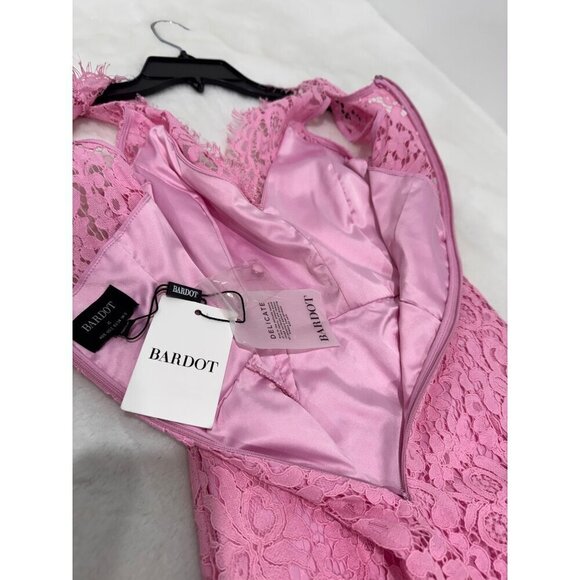 New Bardot Women's Size XS milana lace sheath dress - pink bloom - Picture 9 of 13